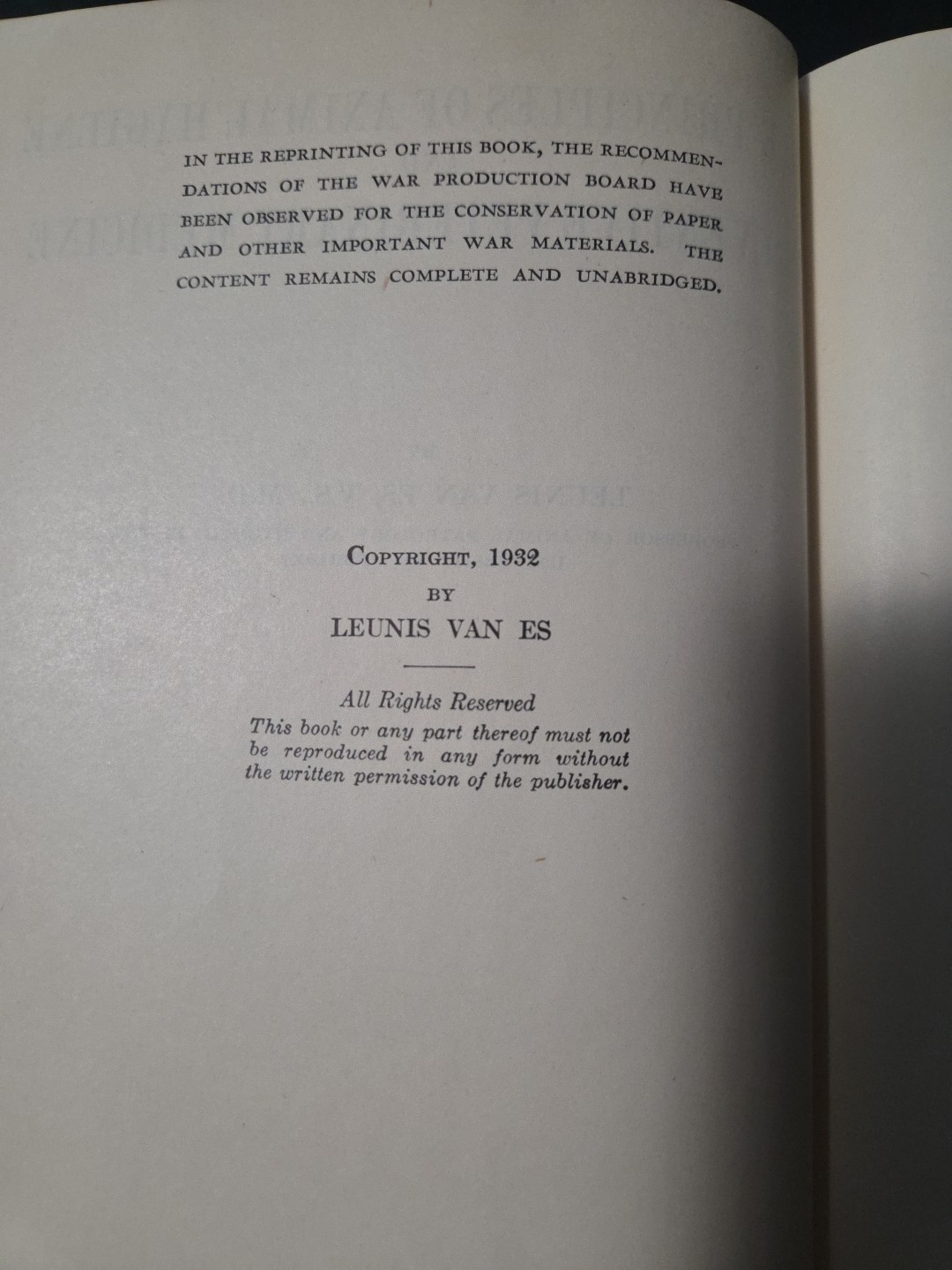 Animal Hygiene Van Es John Wiley and Sons 1932 HC