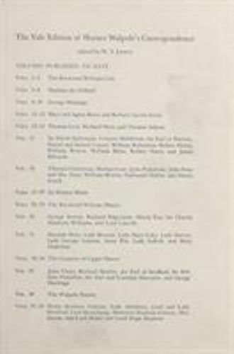 The Yale Editions of Horace Walpole’s Correspondence, Volume 17: With Sir Horace