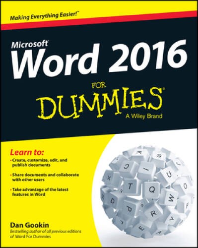 Word 2016 For Dummies (Word for Dummies) – Paperback By Gookin, Dan – GOOD