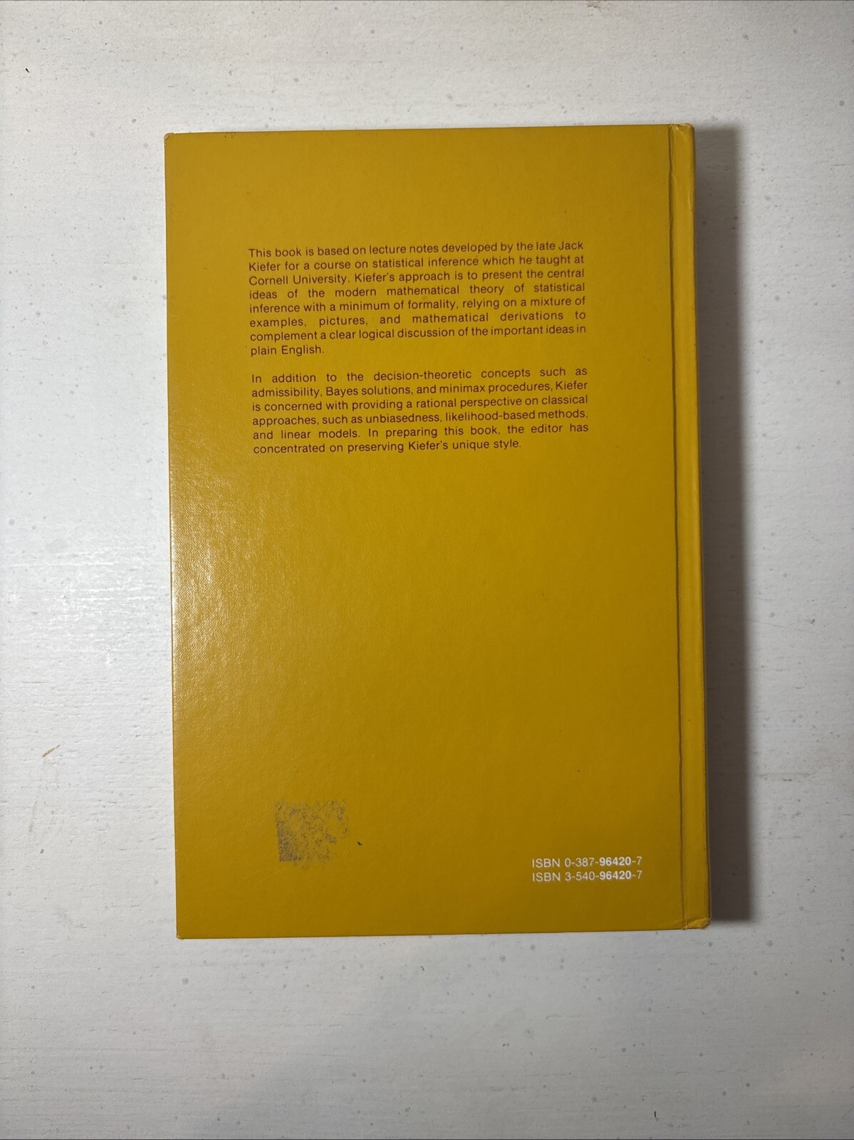 INTRODUCTION TO STATISTICAL INFERENCE SPRINGER TEXTS IN By Jack C. Kiefer New