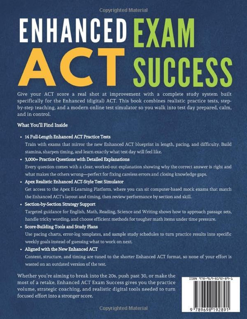 Enhanced ACT Exam Success: ACT Prep Study Guide with Full-Length Practice Tests,