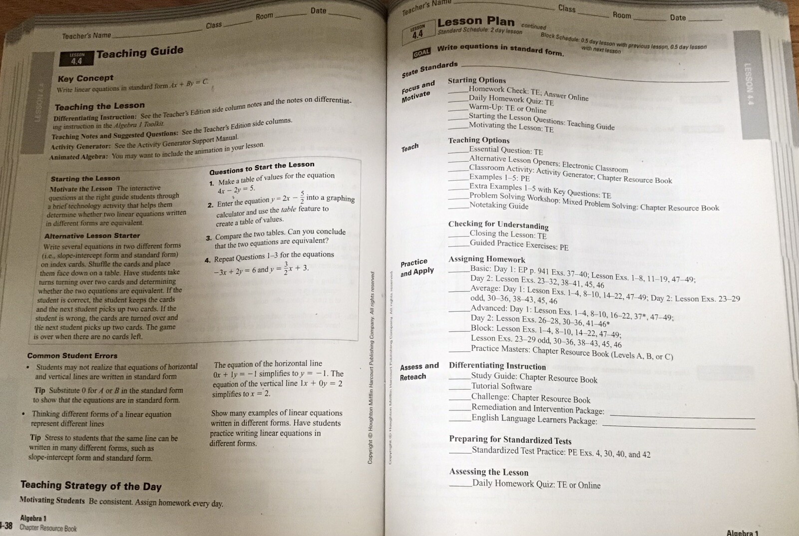Holt McDougal Larson Algebra 1 Teacher Solution Key Tests Common Core Homeschool