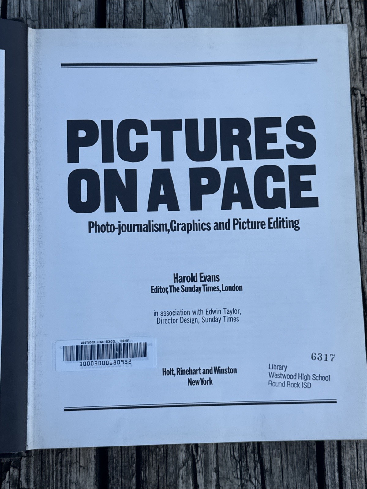 Pictures on a Page Harold Evans 1978 1st Edition USA Photojournalism