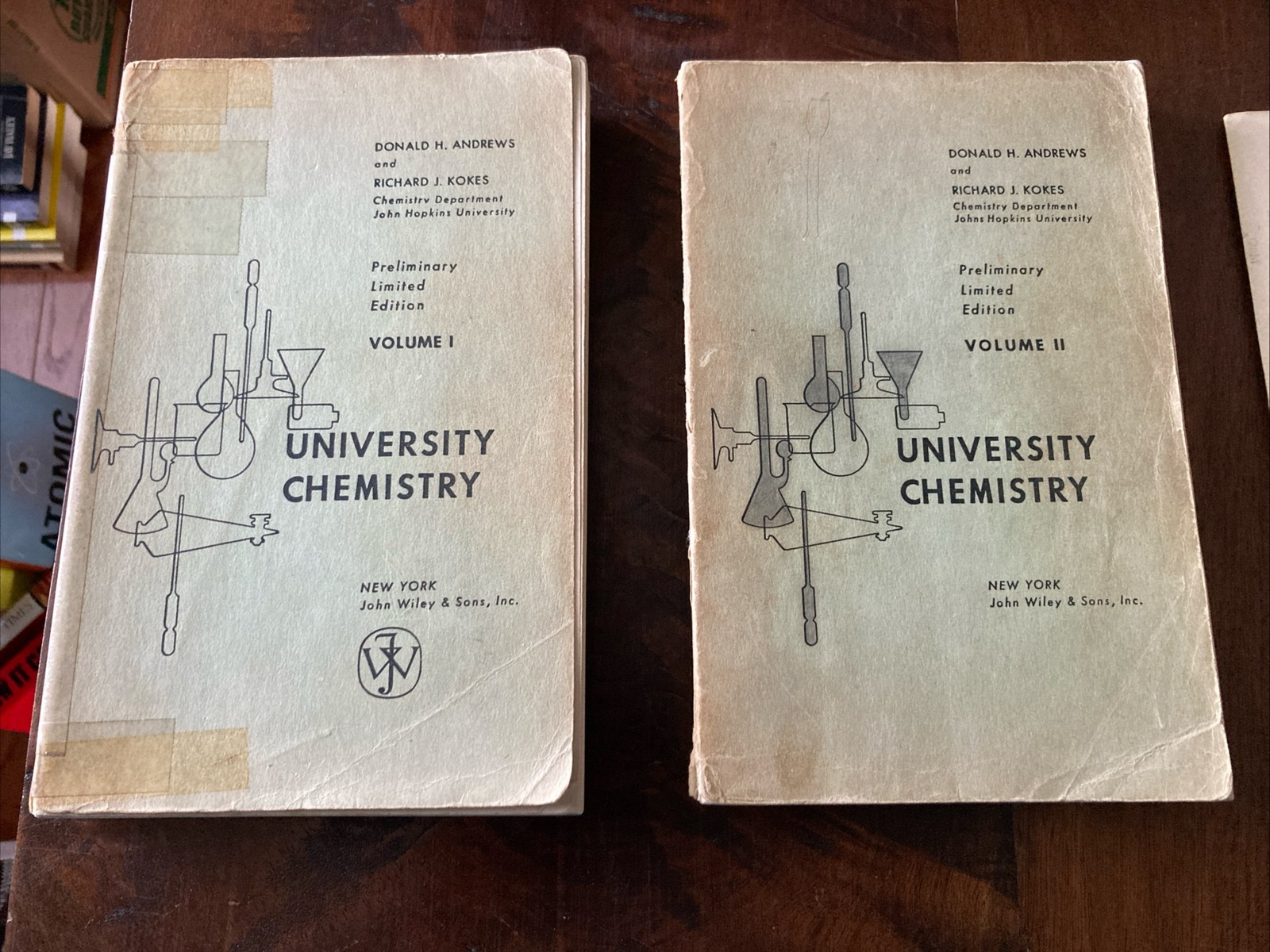 Johns Hopkins University Chemistry Manuals Volume 1 & 2 Circa 1960. See Pictures