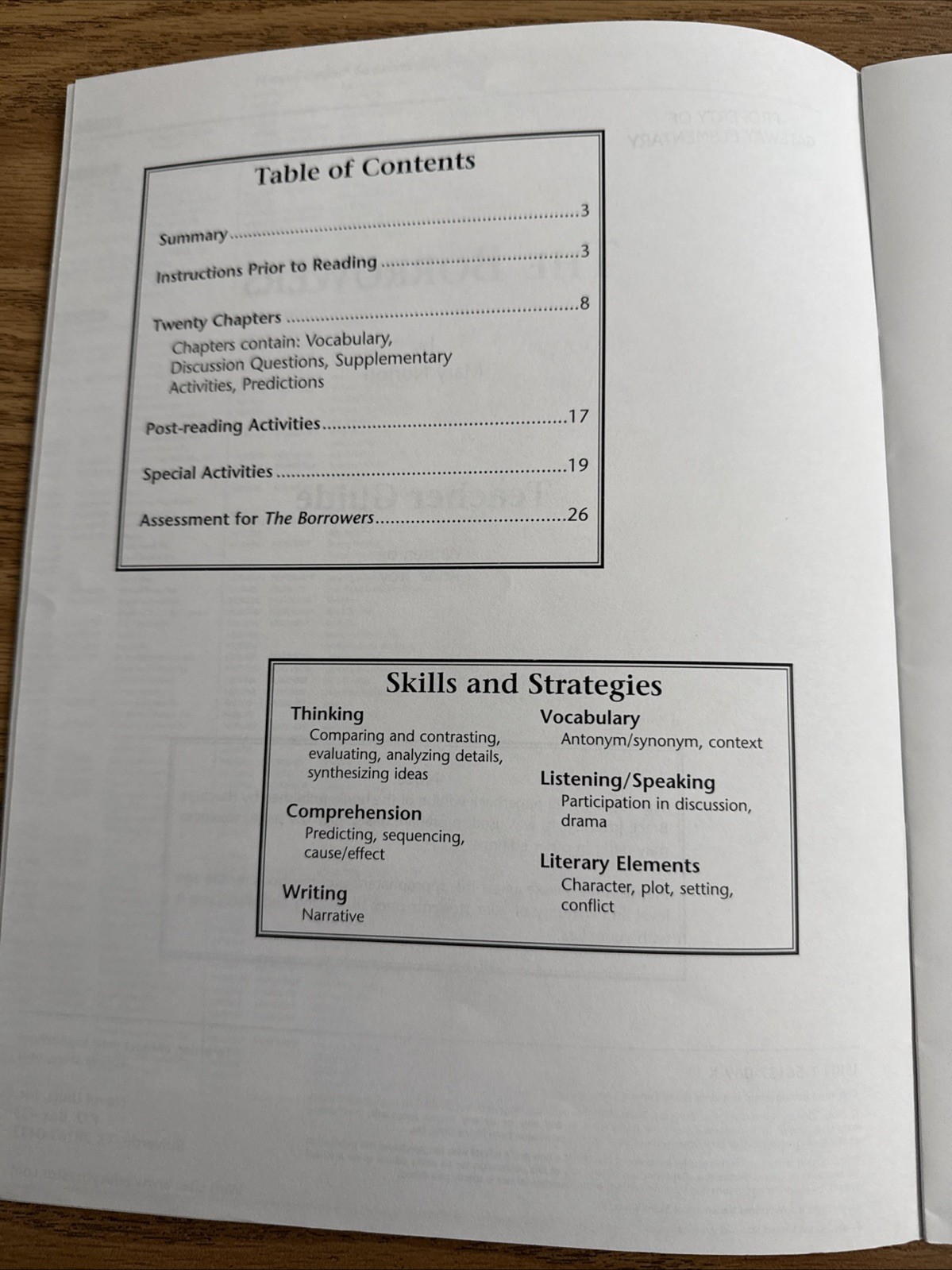 Novel Unit BMI Educational Resources Grades 5-6 THE BORROWERS