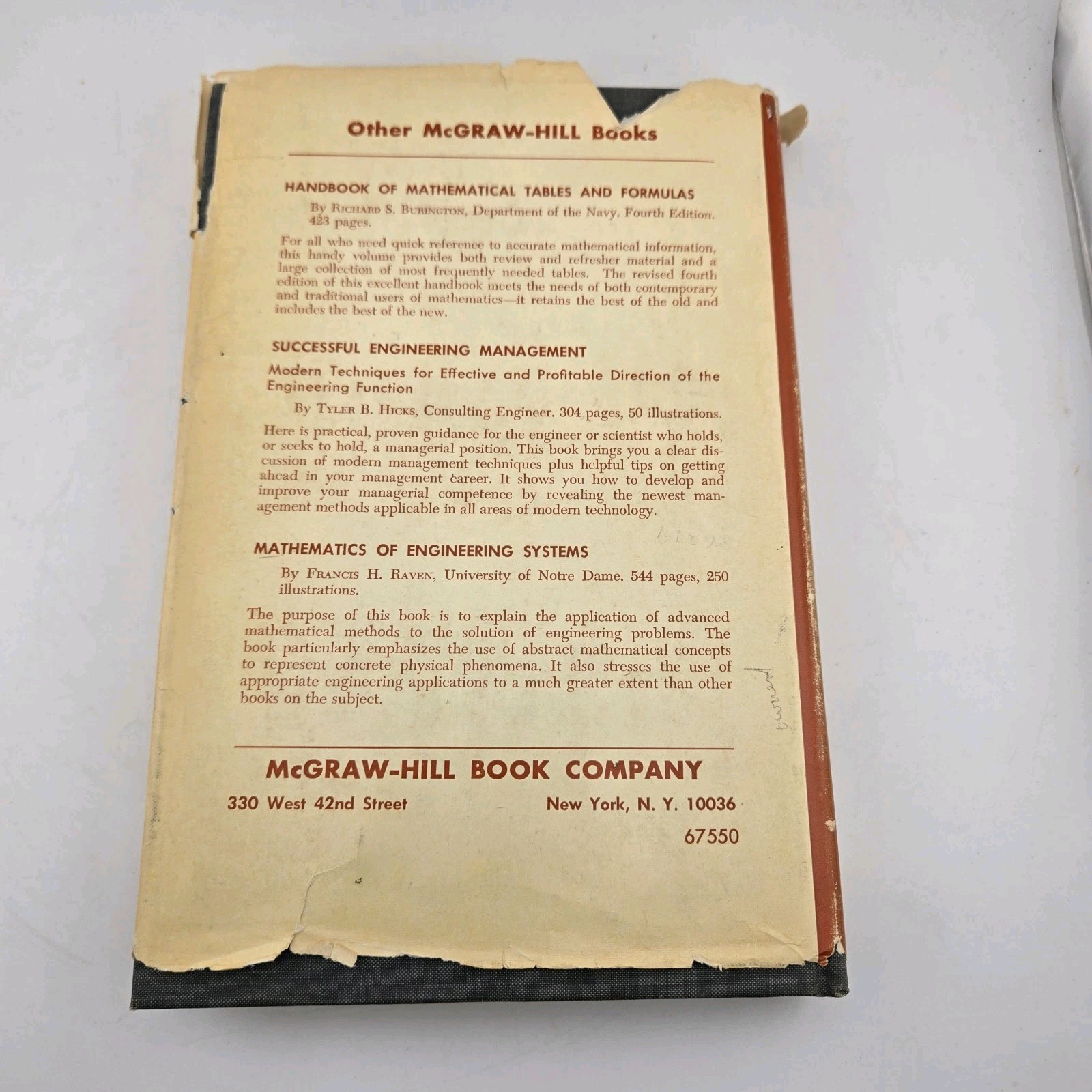 Applied Statistics for Engineers William Volk 1958 McGraw-Hill 1st Ed Dust…