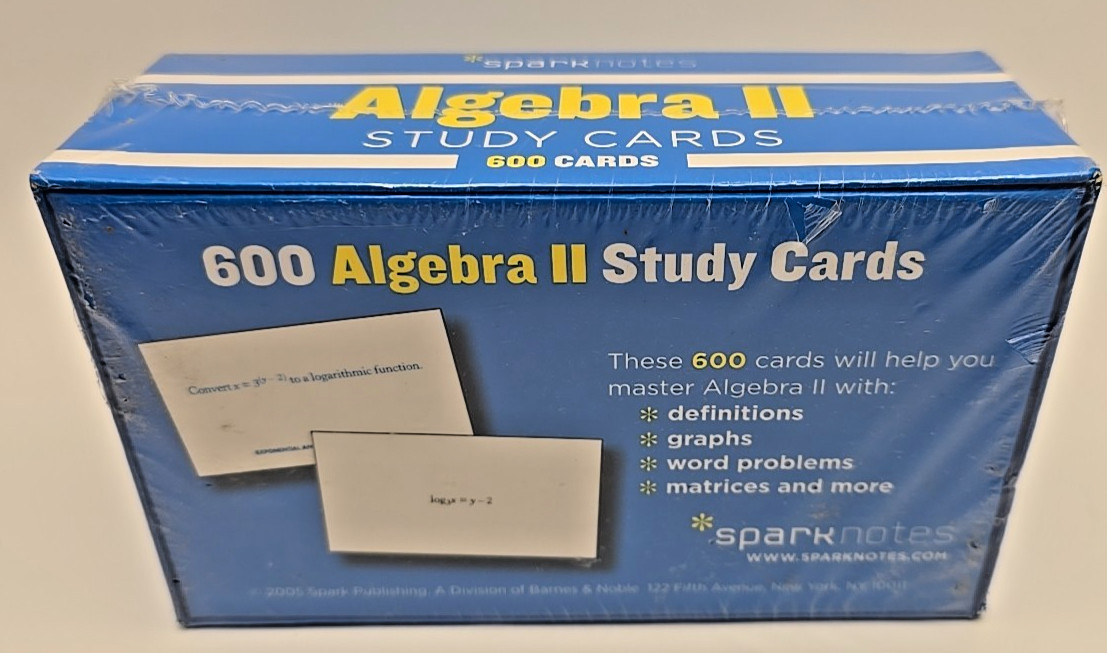 Algebra II SparkNotes Study Cards – Cards By SparkNotes – EUC