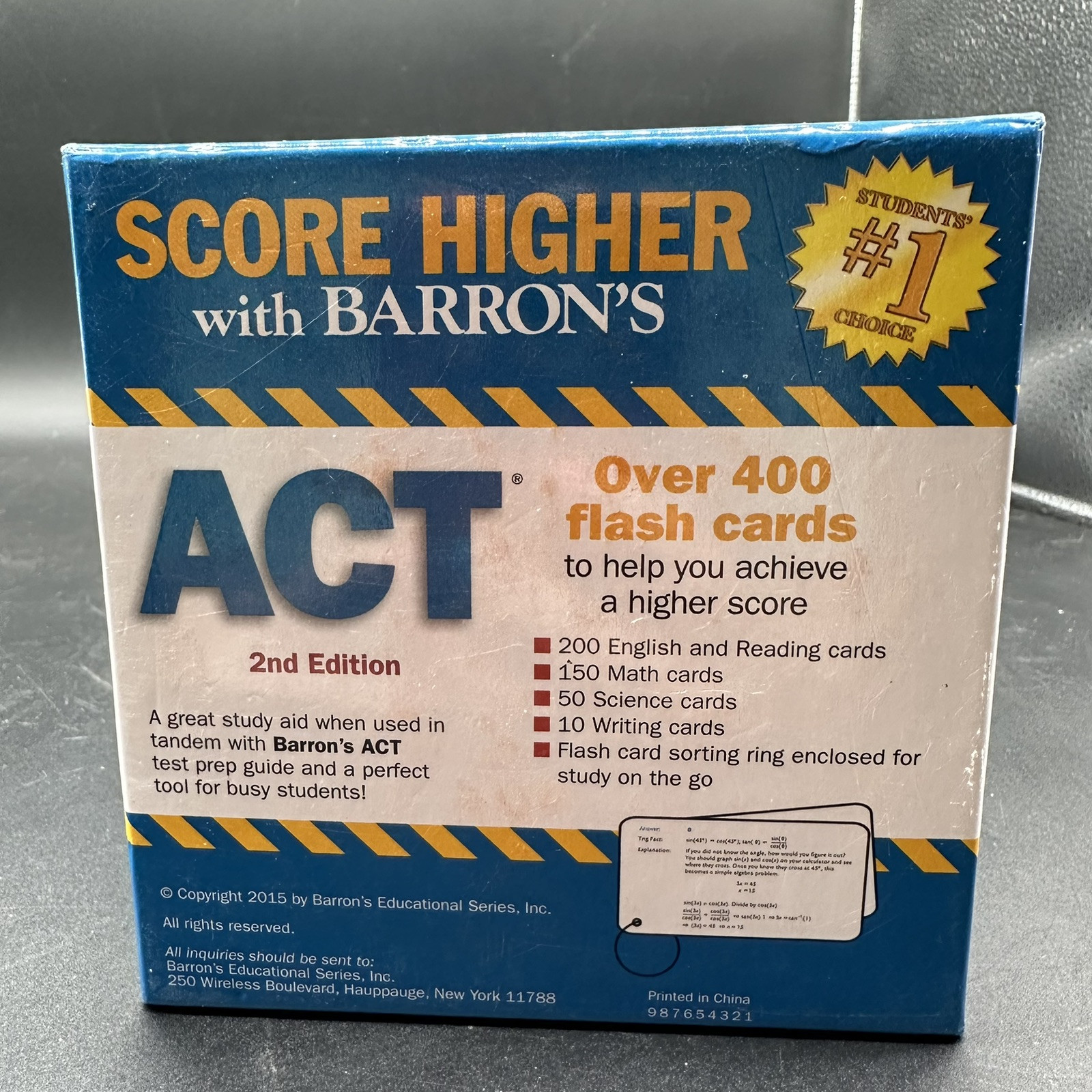 Barron’s ACT 400+ Flash Cards Study Aid Test Prep Get Higher Score 2nd Edition.