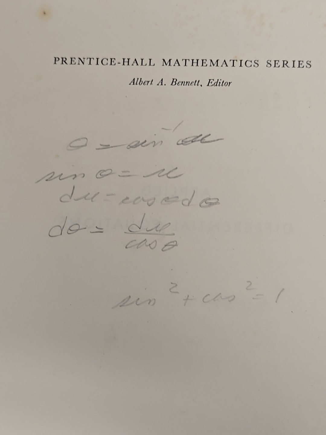 Applied Differential Equations Murray R Spiegel Prentice Hall 1958 Math Textbook