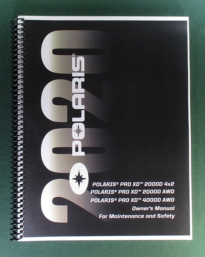 2020 Polaris Pro XD 2000D 4X2 Owner’s Manual: 190 Pages & Clear Covers!