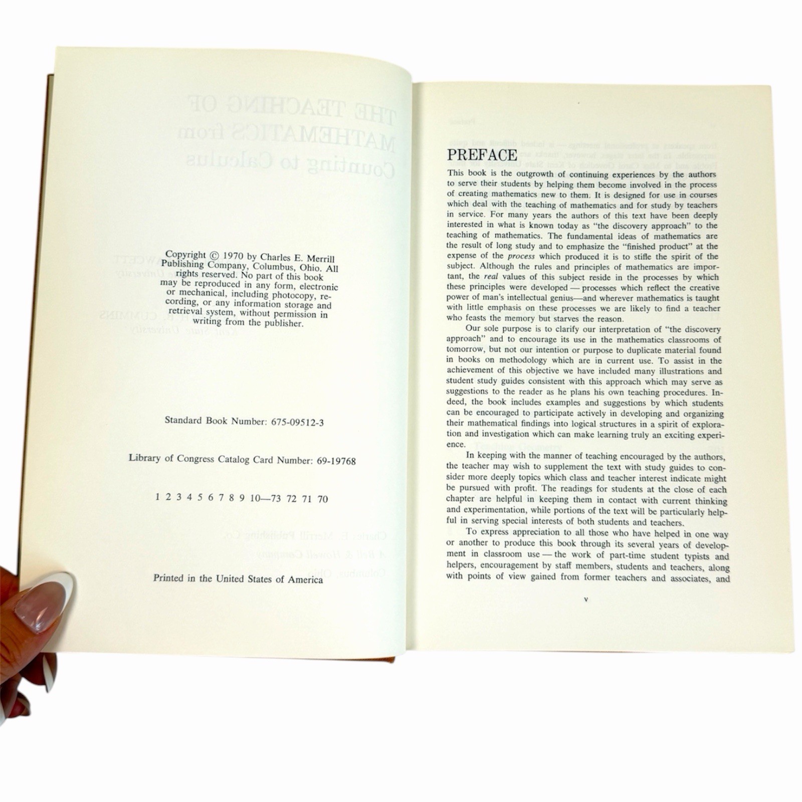 Teaching of Mathematics From Counting to Calculus Fawcett Cummins 1970 HC