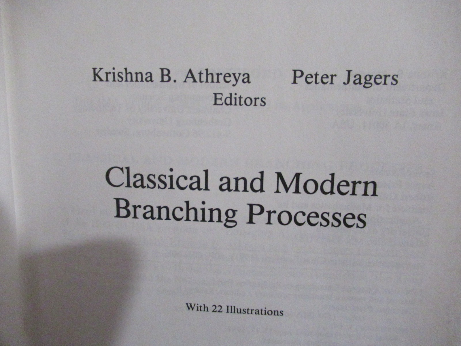Springer Classical and Modern Branching Processes Athreya Jagers 1997 Hardcover