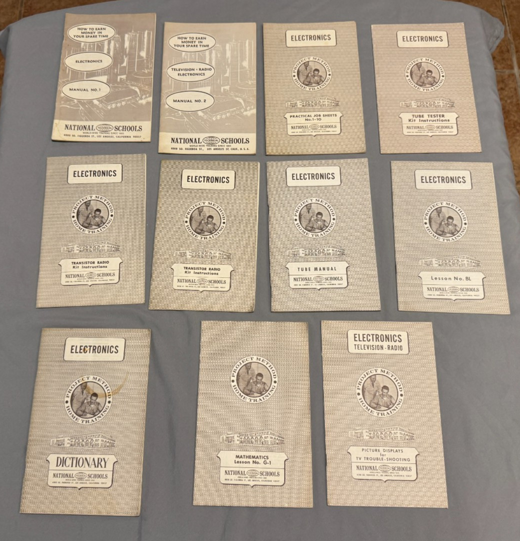 (11) Vintage National Technical Schools Electronics Misc Manuels & Lessons
