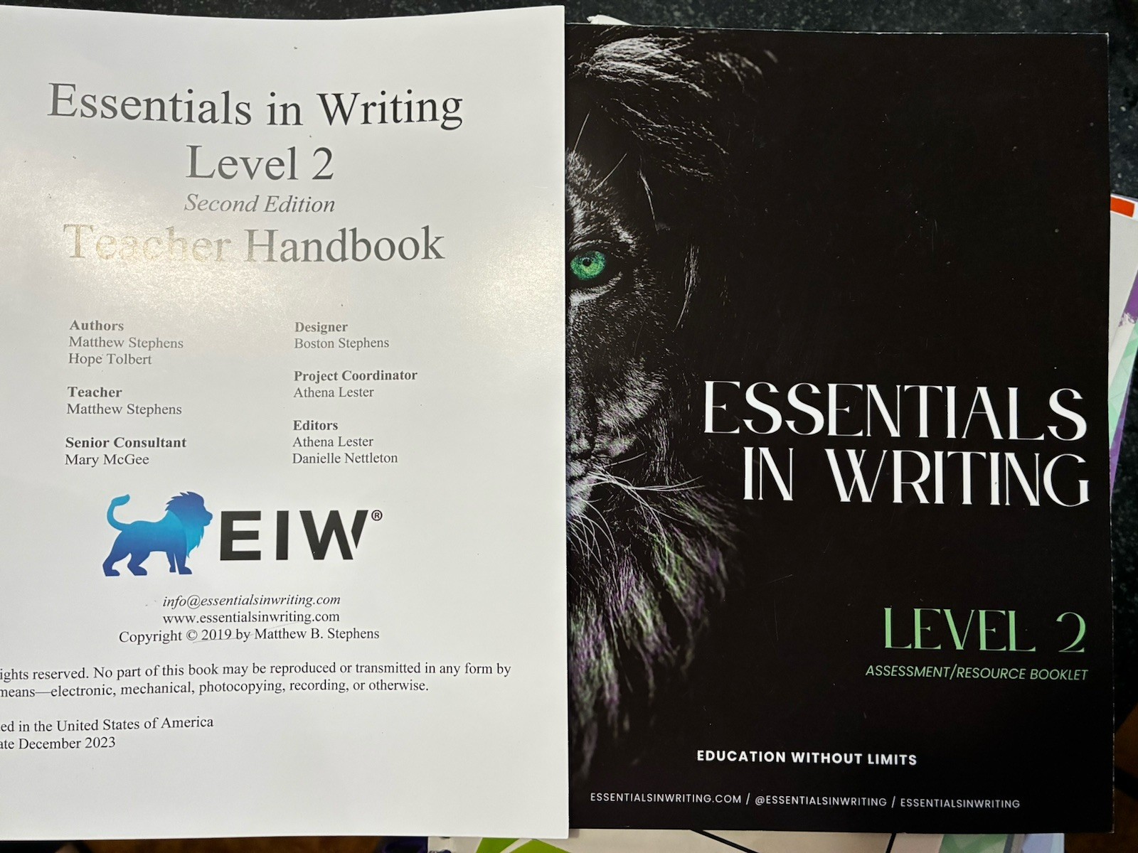 EIW Essentials in Writing Level 2 Teachers Handbook and Assessments