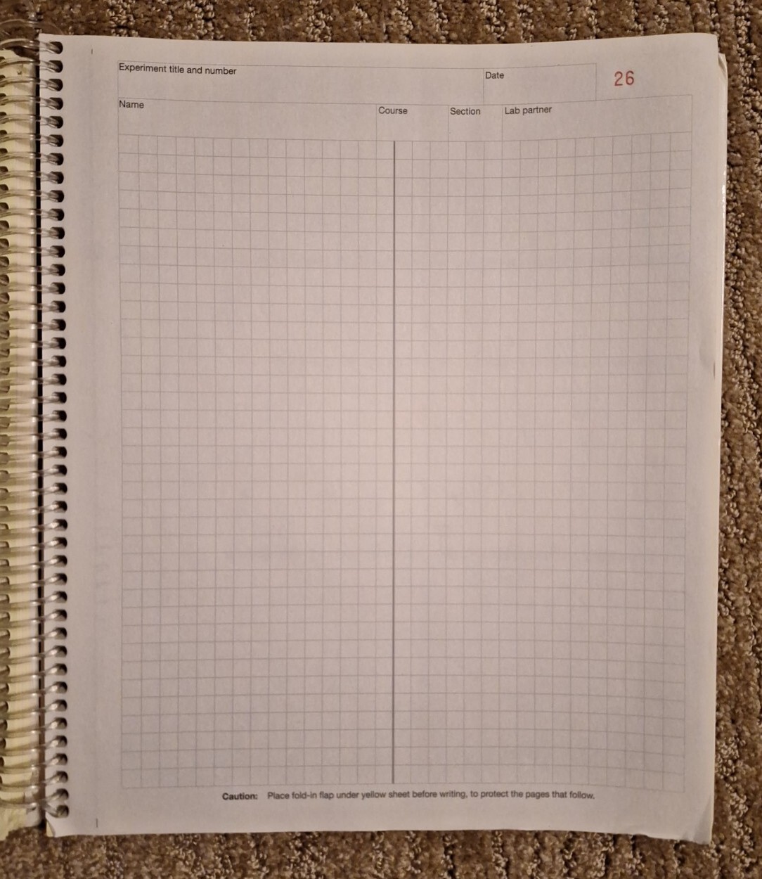 Brooks/Cole General Chemistry Laboratory Notebook Carbonless Copies Pages 26-100
