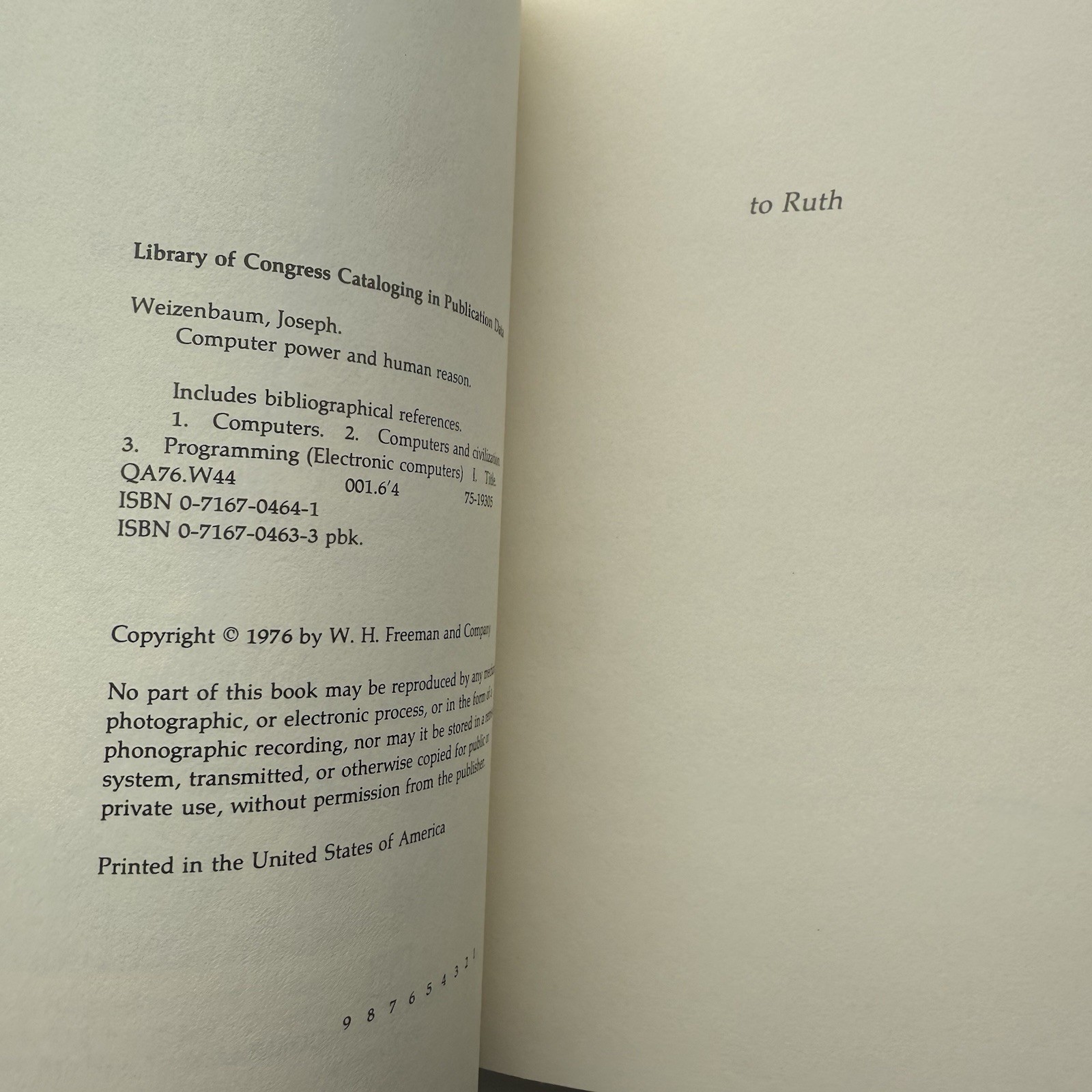 Computer Power and Human Reason: From Judgment to Calculation by Weizenbaum