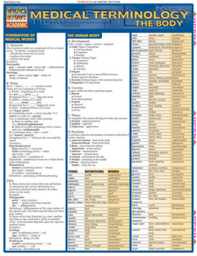 Medical Terminology: The Body (Quickstudy: Academic) – Pamphlet – GOOD