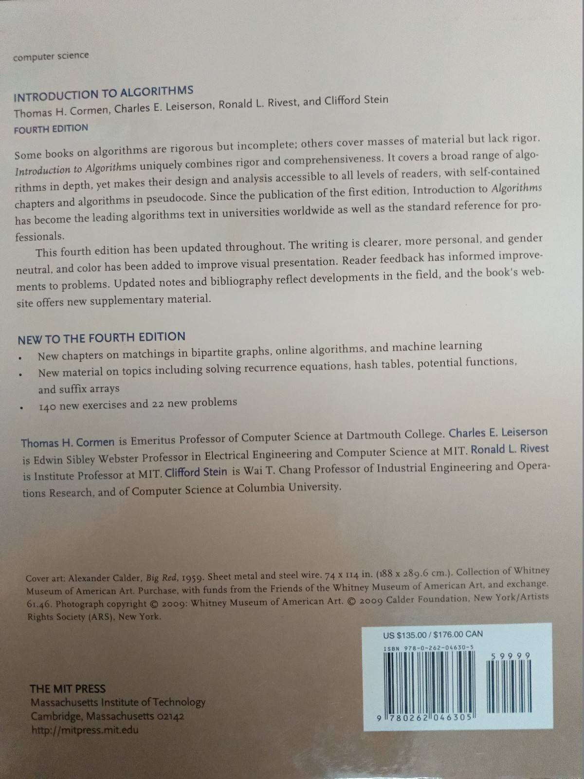 Introduction to Algorithms, 4TH ED, Rivest, Cormen,Stein,Leiser..IMPORT FEE PAID