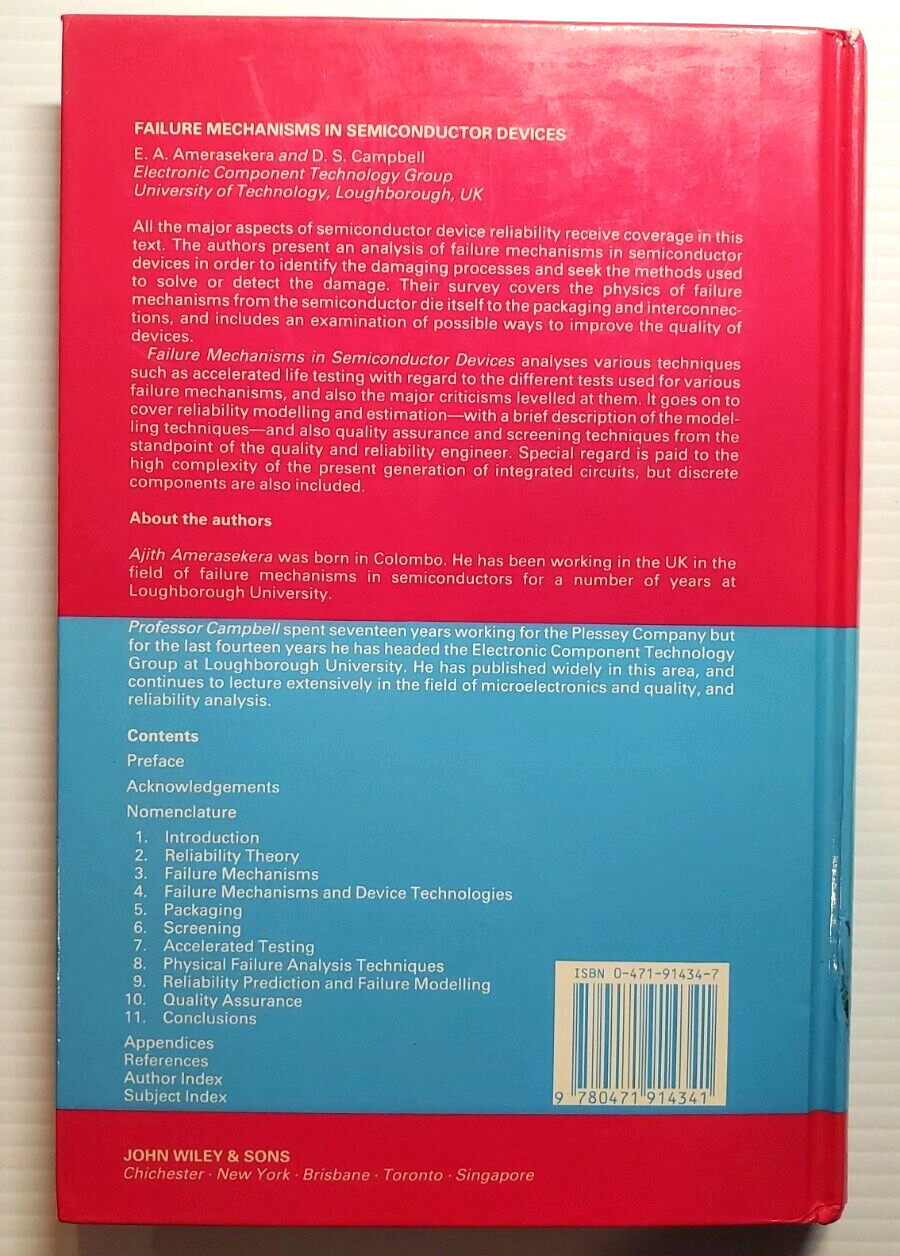 Failure Mechanisms in Semiconductor Devices Ameraseker Campbell Hardcover Book