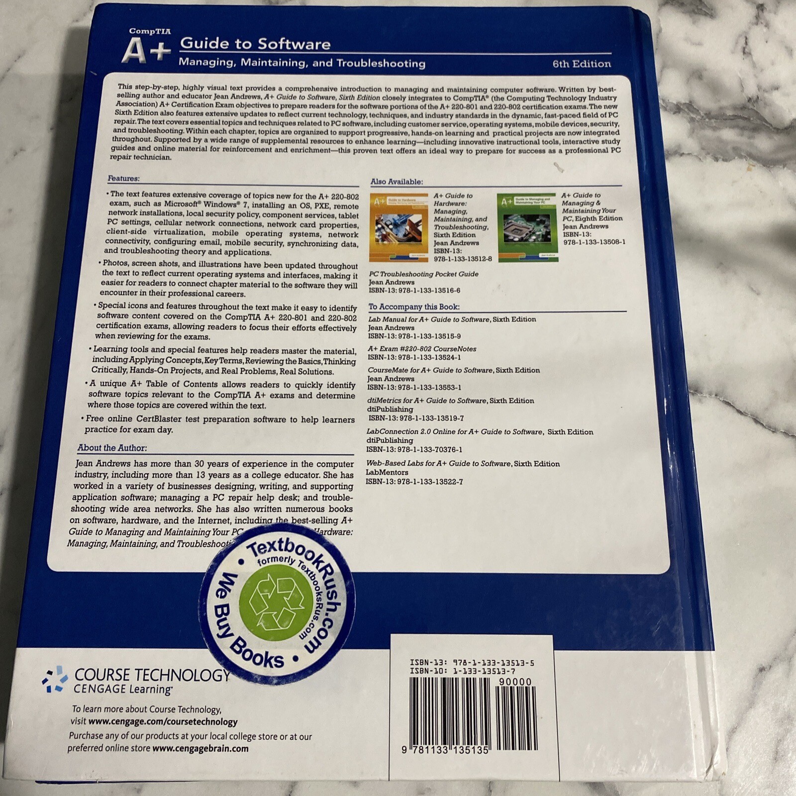A+ Guide to Software by Jean Andrews (2012, Hardcover) “Very Good”