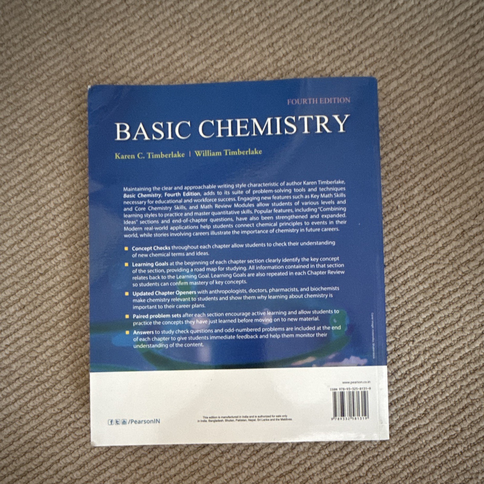 Pearson Basic Chemistry 4th Edition Paperback 2018 Timberlake & Timberlake
