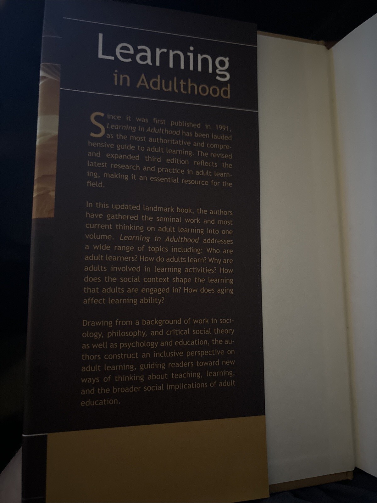 Learning in Adulthood : A Comprehensive Guide 3rd Ed. by Dr Merriam ~ HRD ~ TD