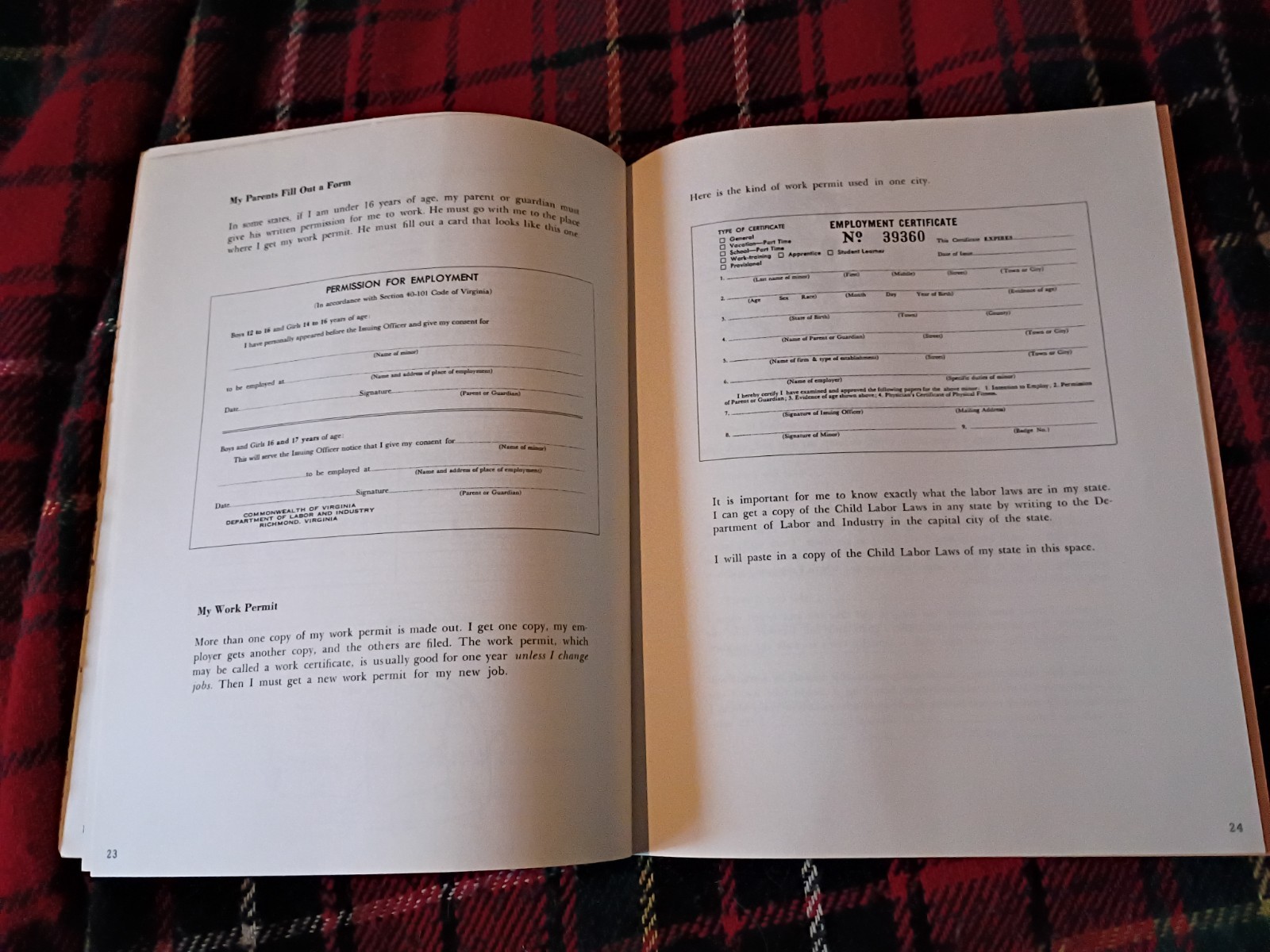 various vintage booklets: call them heroes, directions book, filling out forms,
