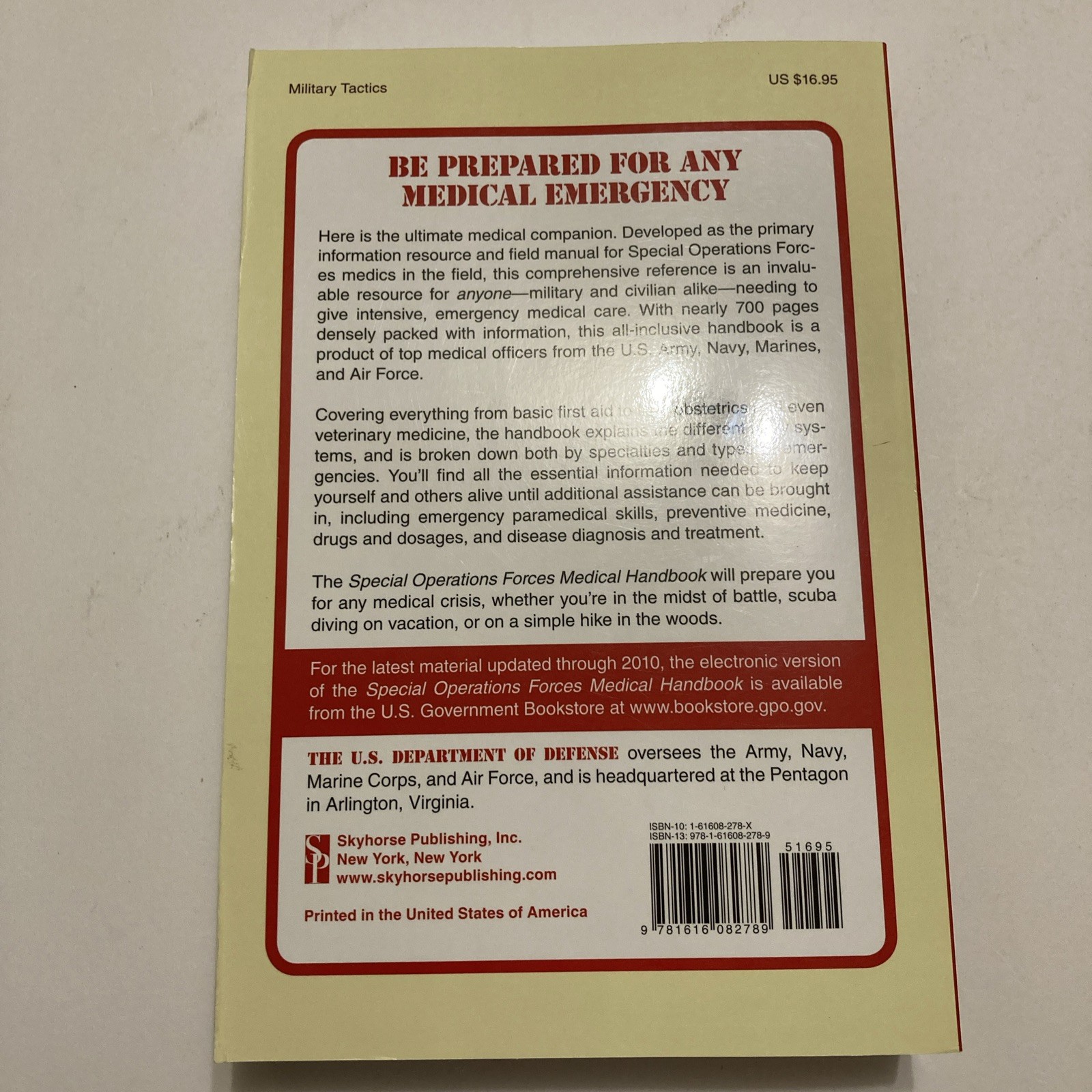 Special Operations Forces Medical Handbook 2nd Edition Paperback 2011 LIKE NEW
