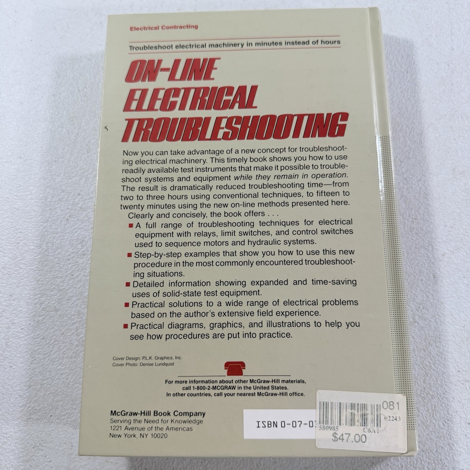 On-Line Electrical Troubleshooting Hardcover Lynn Lundquist 1989 HC