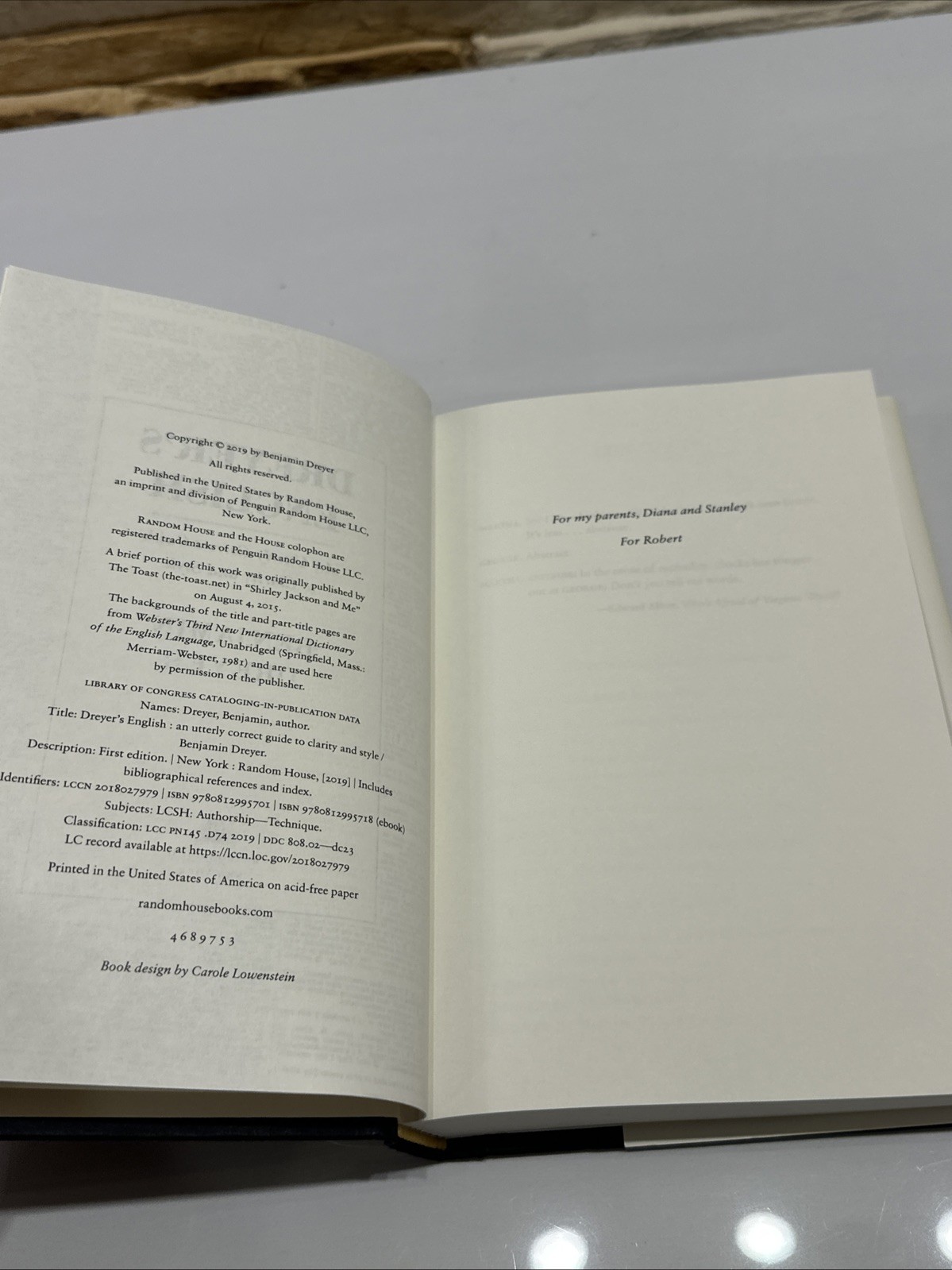 DREYER’S ENGLISH / BENJAMIN DREYER / 1ST EDITION 4TH PRINT HCDJ / STYLE GUIDE