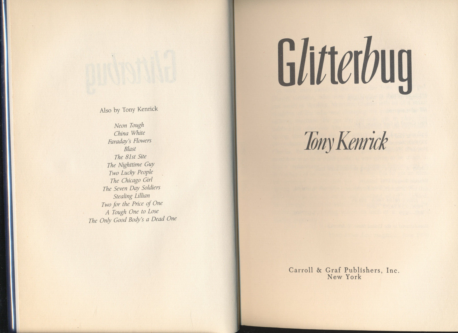 Glitterbug by Tony Kenrick 1991 1st Edition Hardcover Ex Library Book