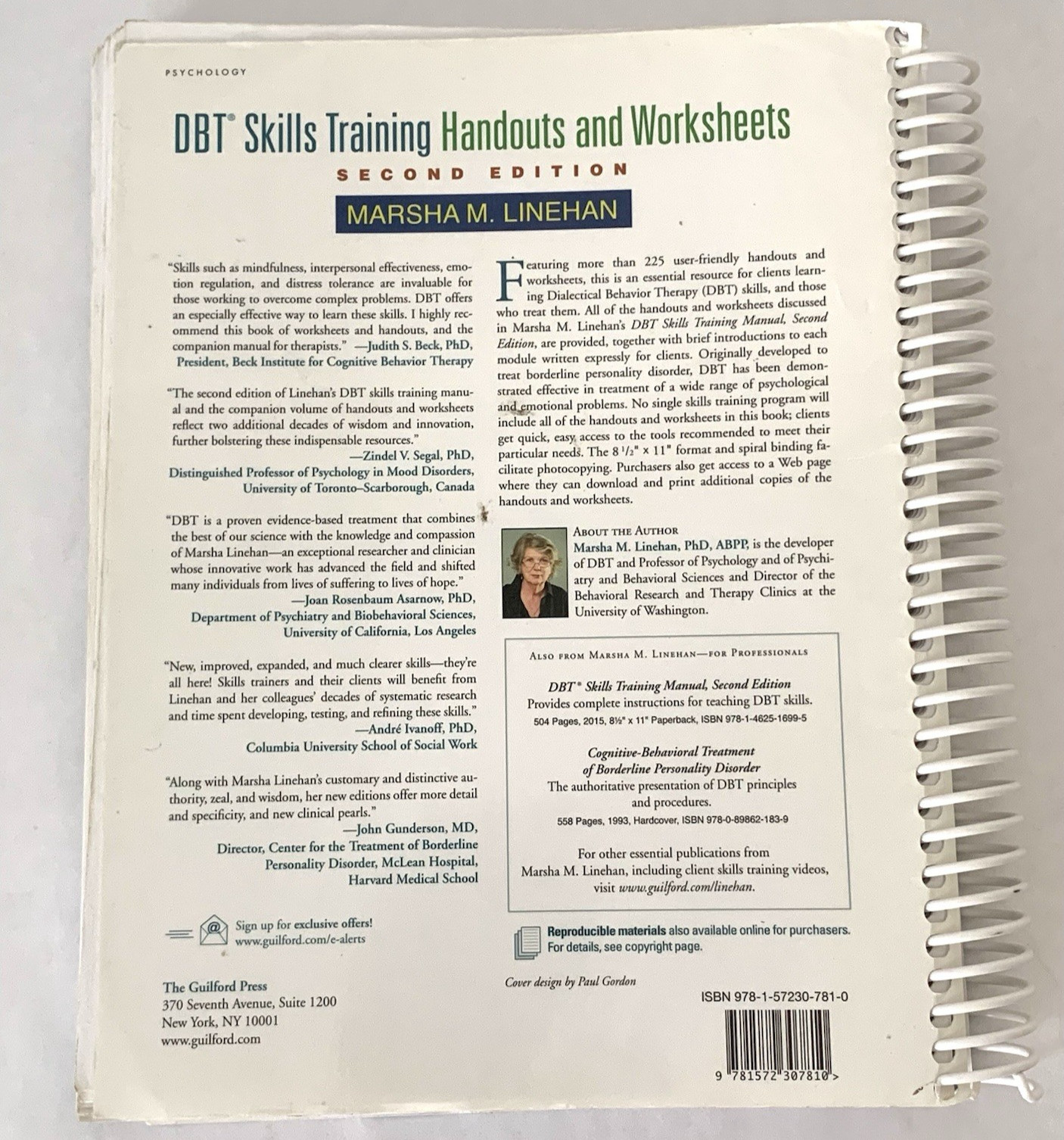 2015 Marsha Linehan DBT Skills Training 2nd Edition Handouts & Worksheets Spiral
