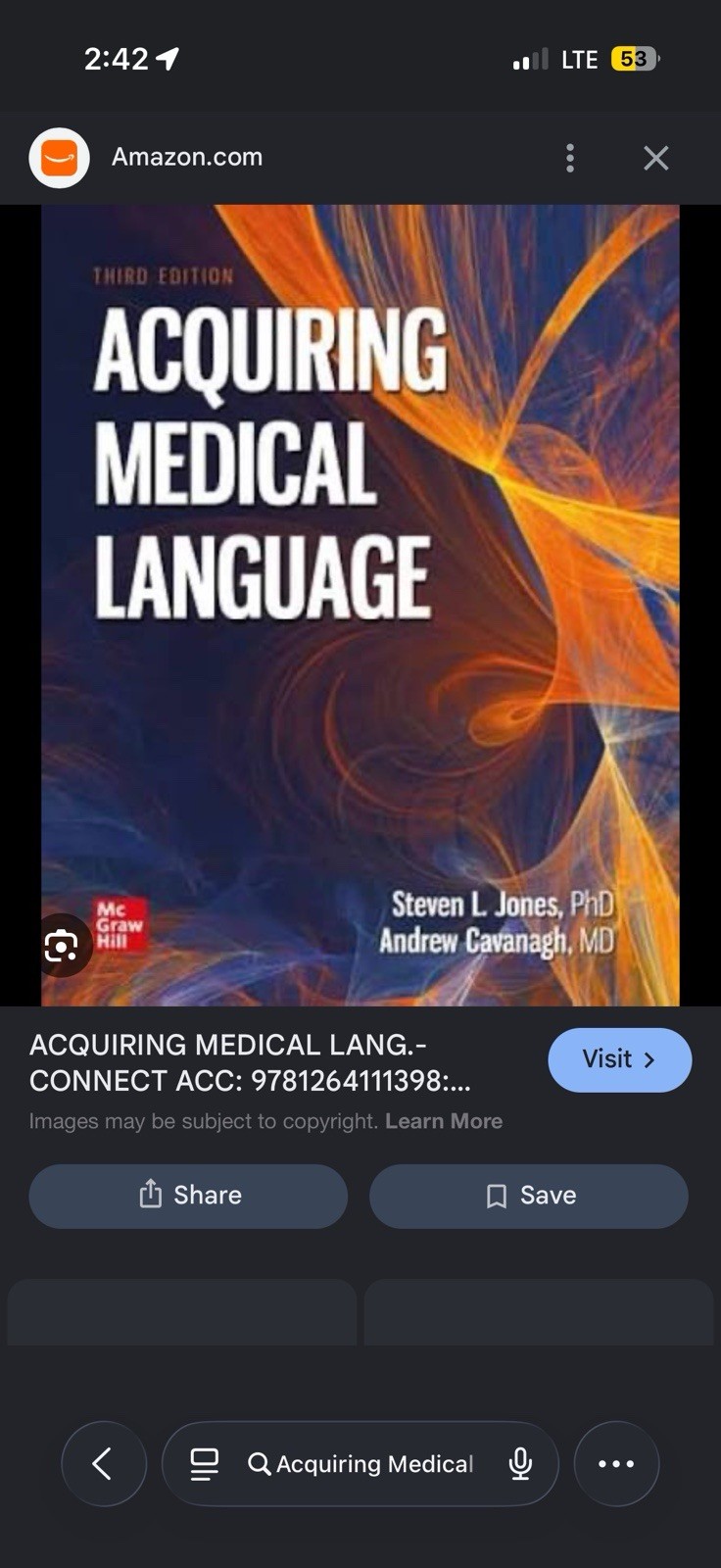 McGraw Hill Acquiring Medical Language Textbook 3rd Edition by Steven L Jones