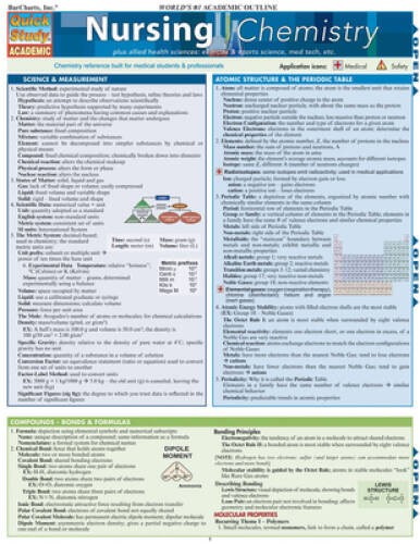 Nursing: Chemistry (Quickstudy: Academic) – Pamphlet – VERY GOOD