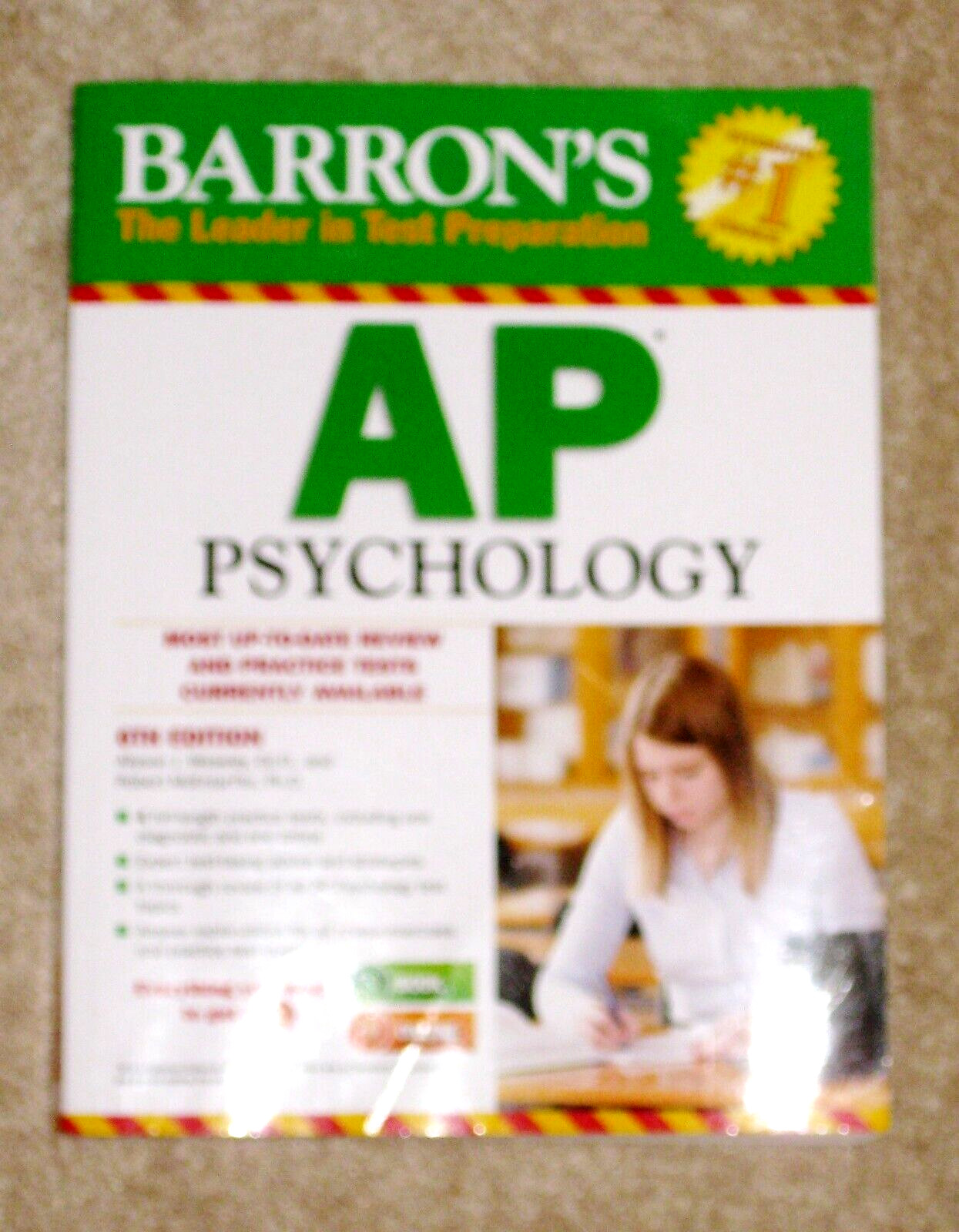 BARRON’S AP Psychology Test Preparation Book 6th Edition GOOD 396 pages