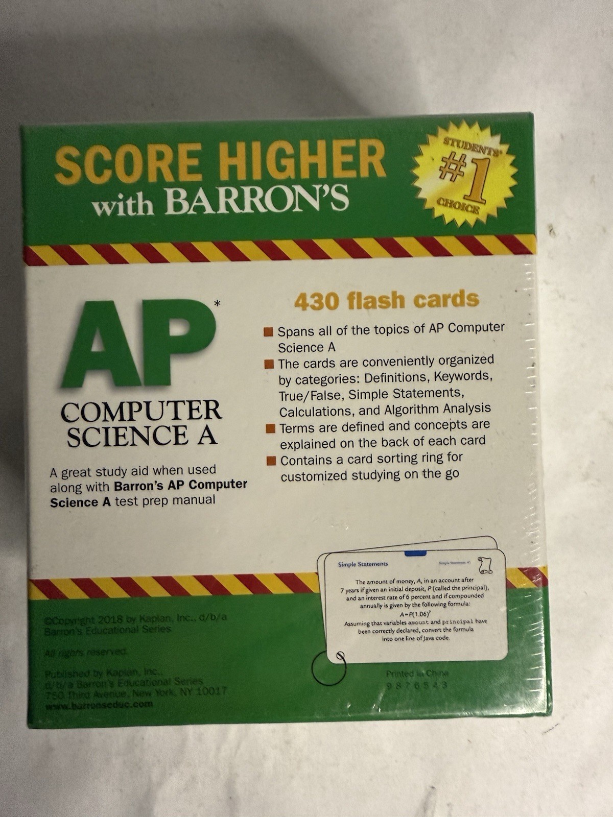 ^ Barron’s AP Computer Science A 430 Flash Cards Roselyn Teukolsky ( Sealed )