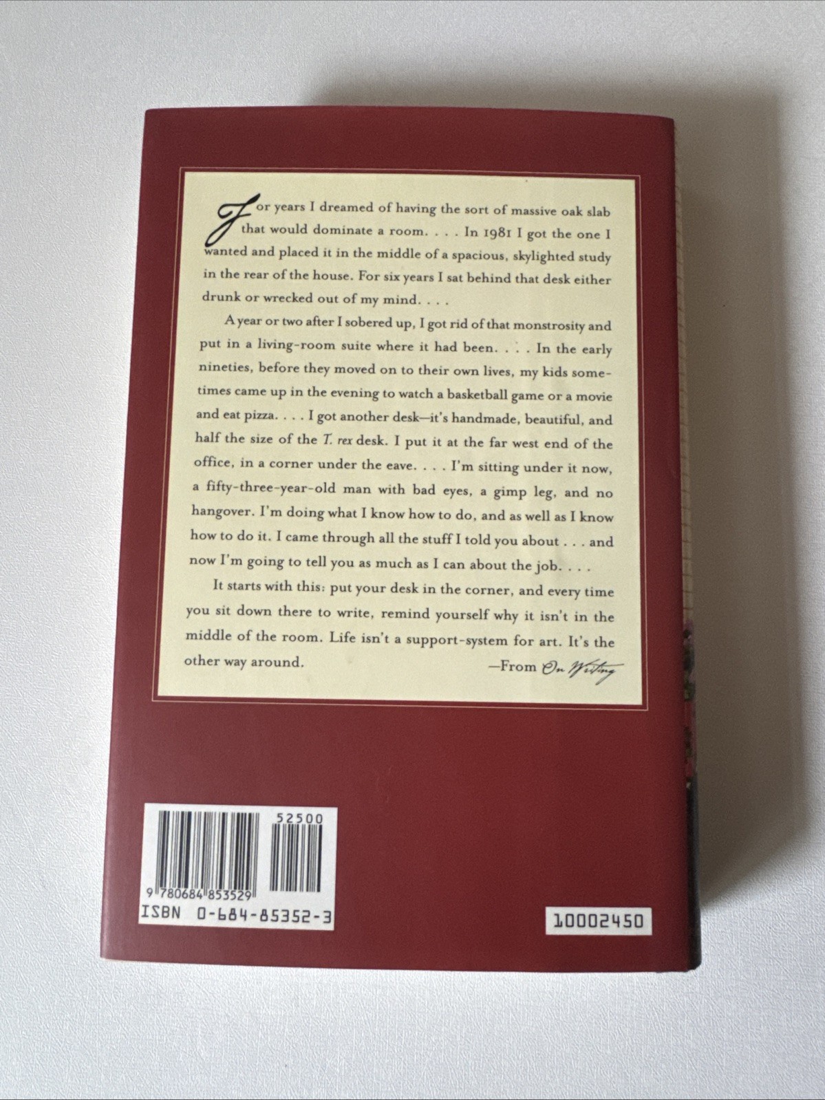 A Memoir of the Craft – On Writing, Stephen King, Hardcover, 1st Edition / Print