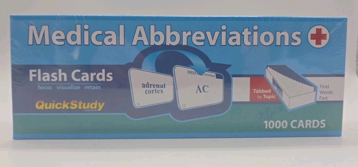Medical Abbreviations Flash Cards – 1000 cards: a QuickStudy Reference Tool