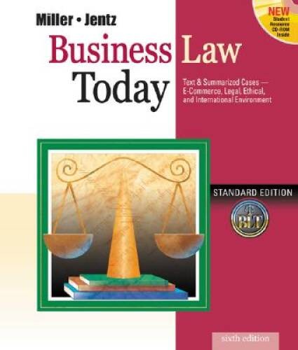 Business Law Today, Standard Edition – Hardcover By Miller, Roger LeRoy – GOOD