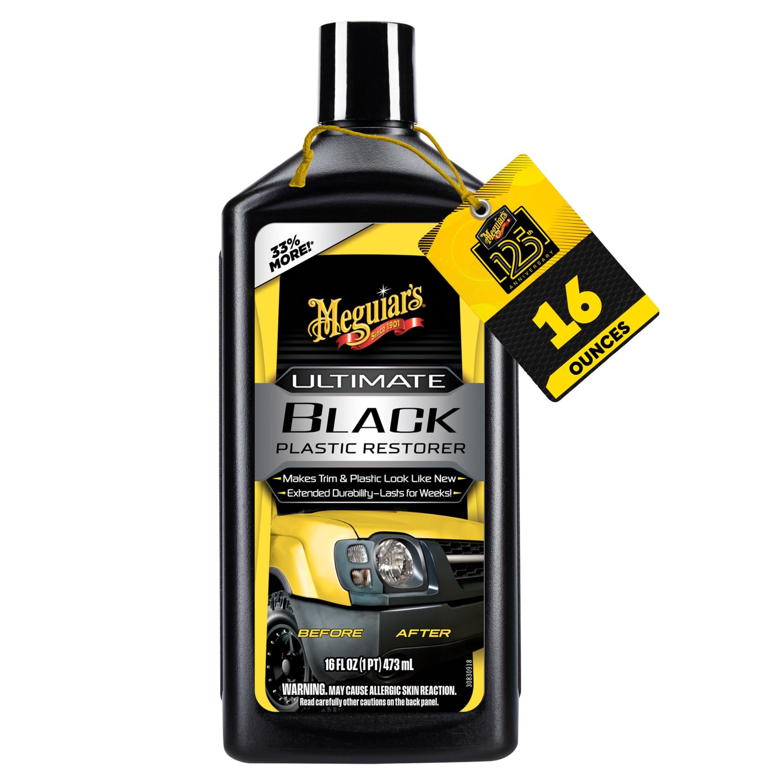 Meguiar’s Ultimate Black Plastic Restorer, 16OZ BT, 6/CV