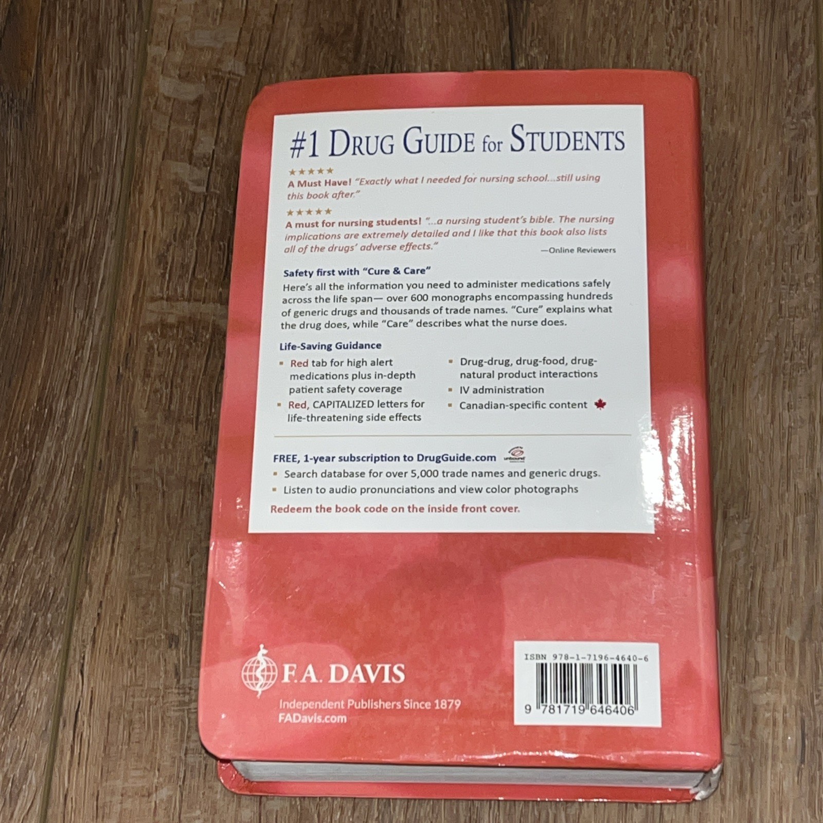 Davis’s Drug Guide for Nurses 18th Ed by Vallerand PhD Scratched Code