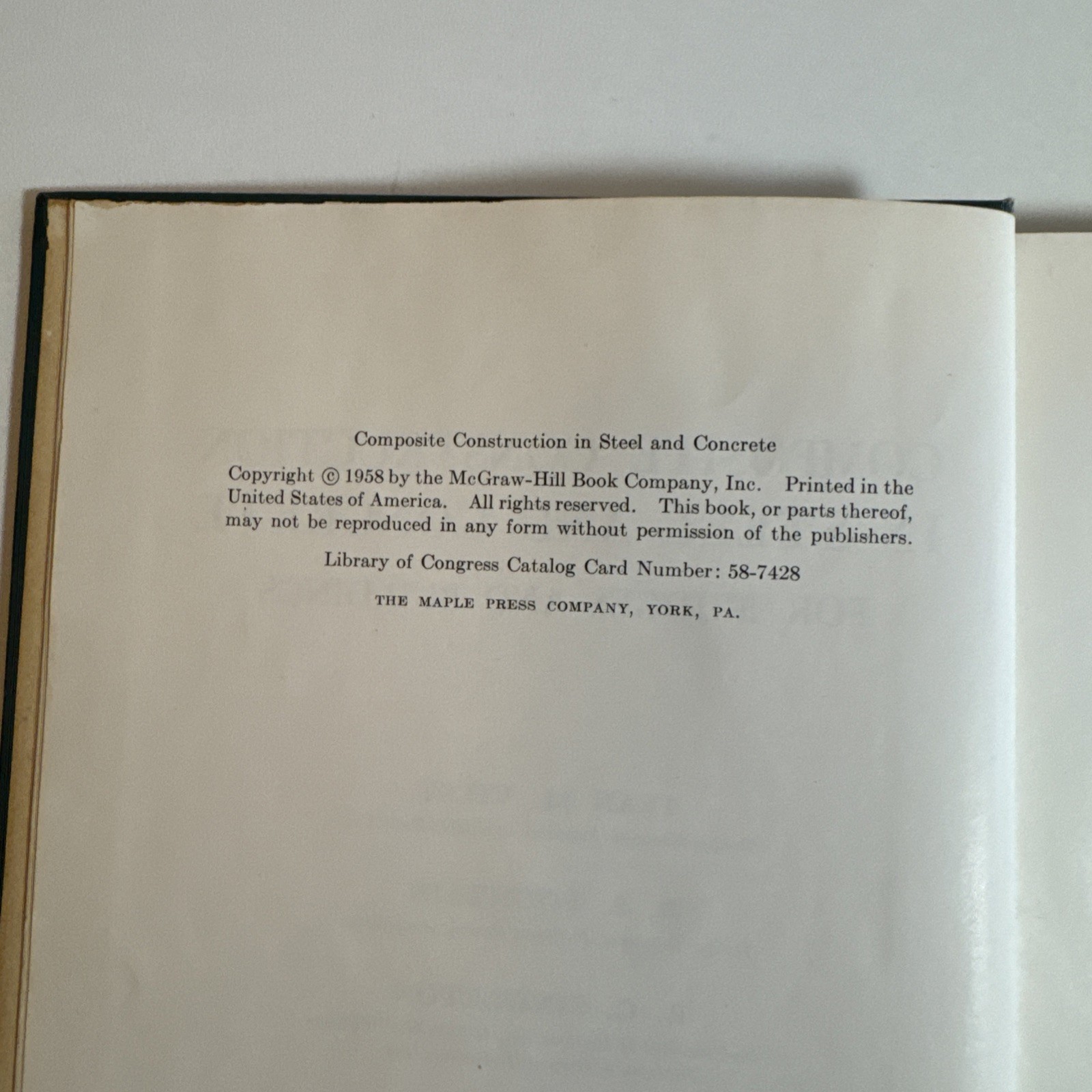 Composite Construction in Steel and Concrete 1958 Viest Fountain Singleton HC