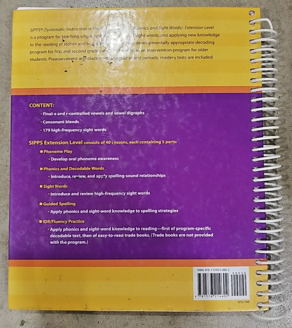 SIPPS Extension Level Complex Vowel Single Syllable Decoding 2nd Edition Book