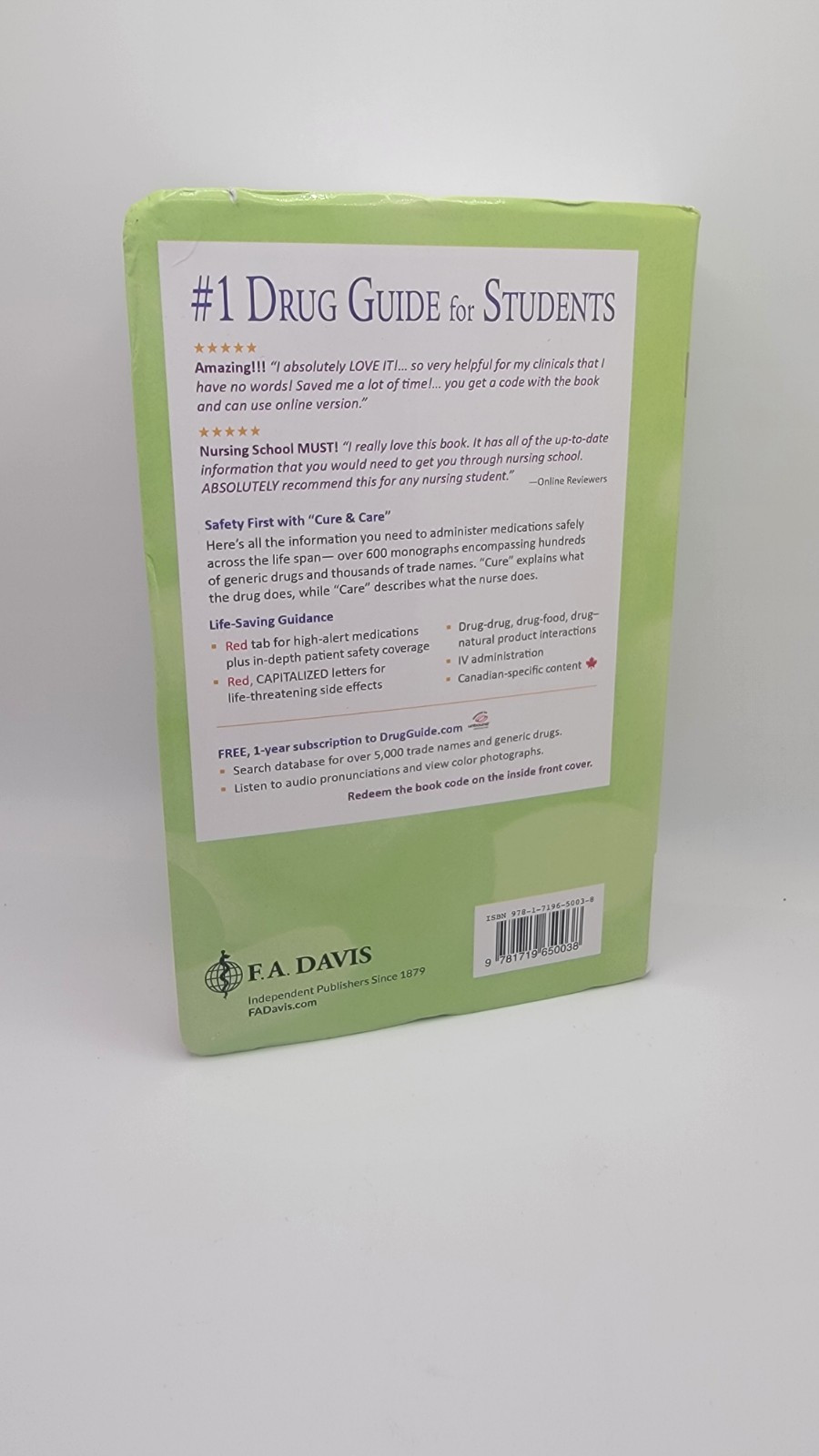 Davis’s Drug Guide for Nurses 19th Ed by April Hazard Vallerand With Access Code