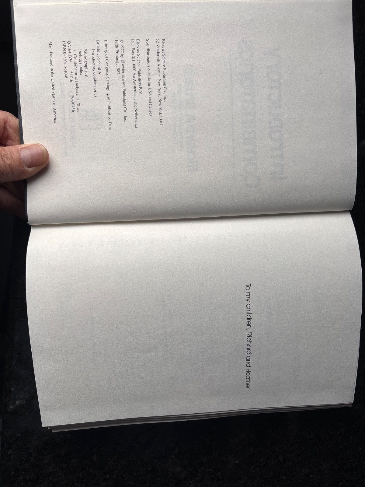 Introductory Combinatorics – Brualdi Richard – ‘77 Vintage Hardcover-hard to fi