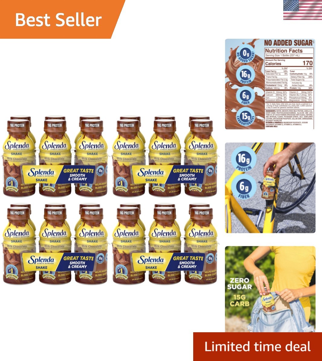 8 Fl Oz Diabetes Care Shakes – Milk Chocolate Flavor, 16g Protein, Gluten Free