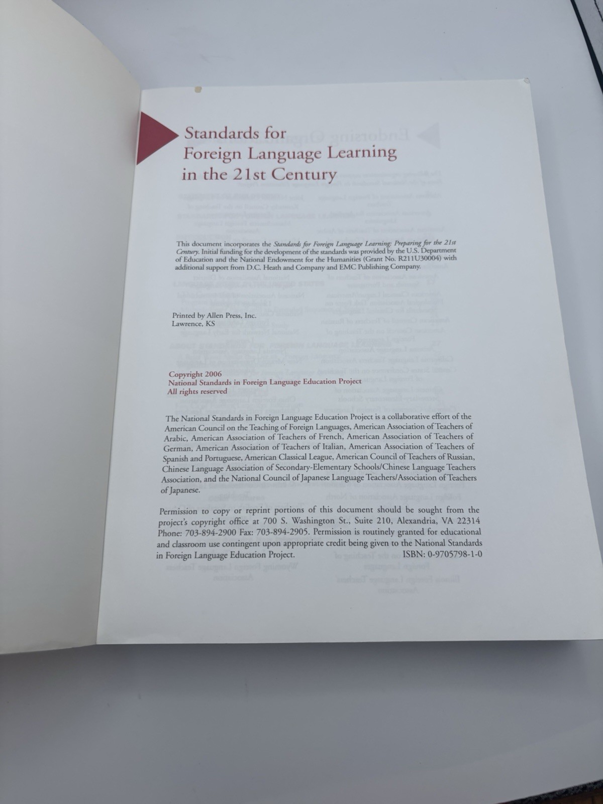 Standards for Foreign Language Learning 3rd Revised Edition Paperback text Book