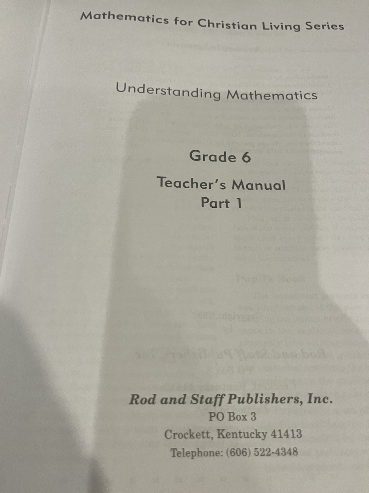 Rod and Staff Understanding Mathematics Grade 6 Teacher’s Manual Christian Livi…