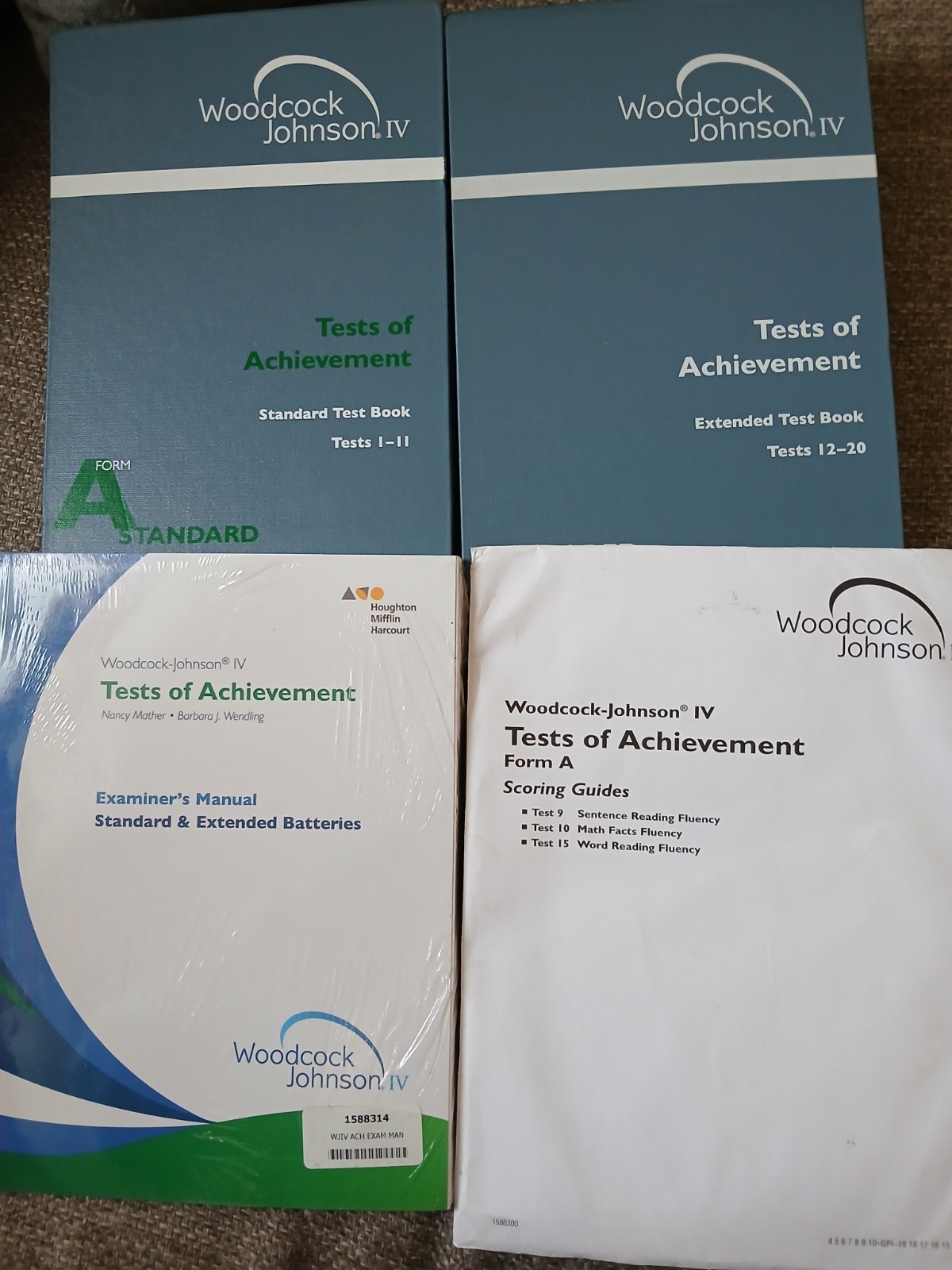 Woodcock Johnson IV Tests Of Achievement Standard Test Book 1-11 12-20 & Manual
