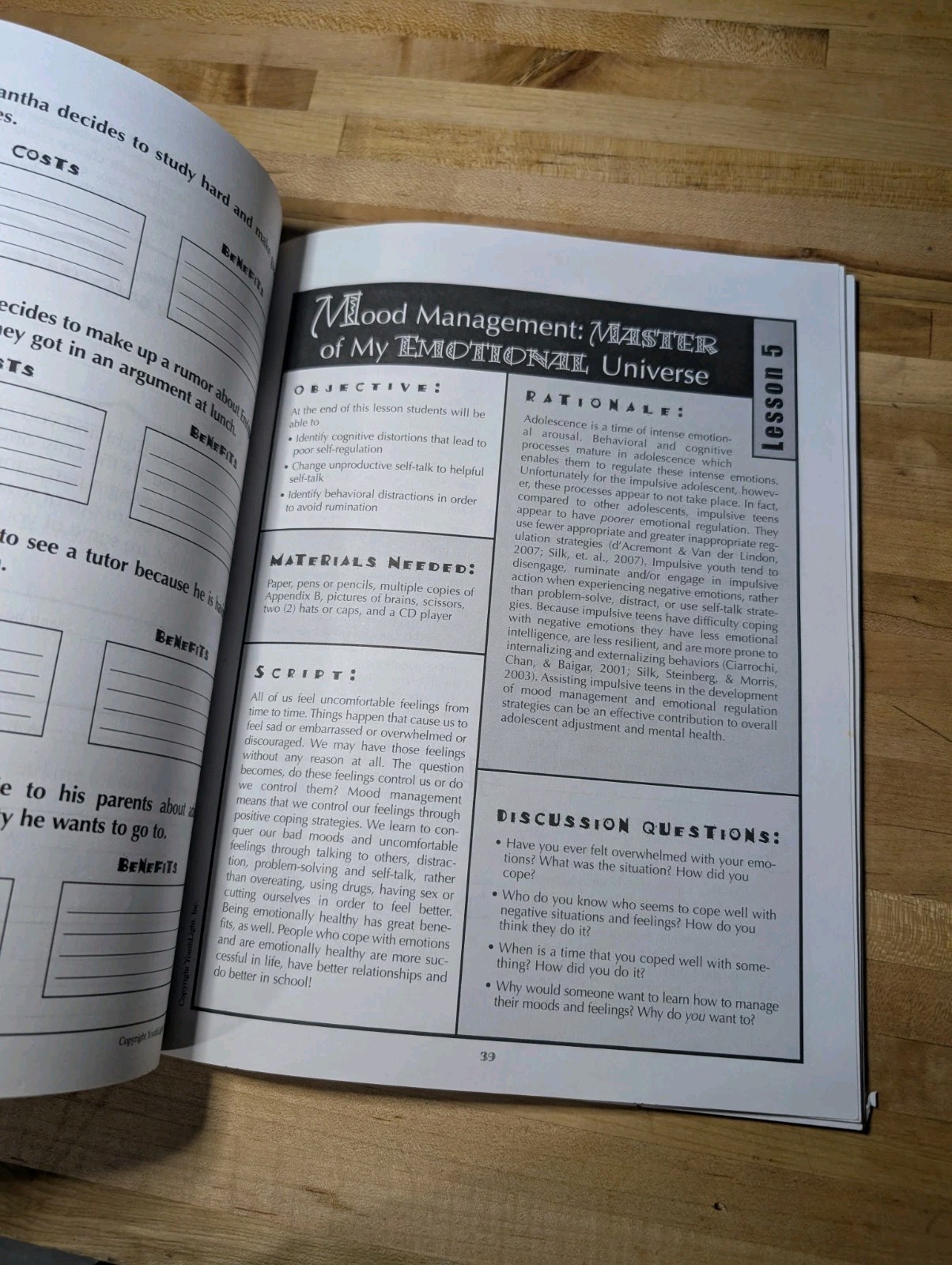 Impulse Control Activities Worksheets Middle School Students Grade 6 7 8